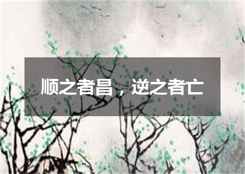 顺之者昌，逆之者亡