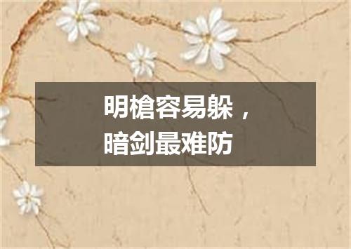 明槍容易躲，暗剑最难防