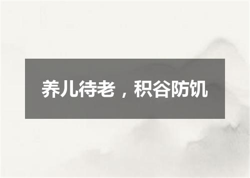养儿待老，积谷防饥