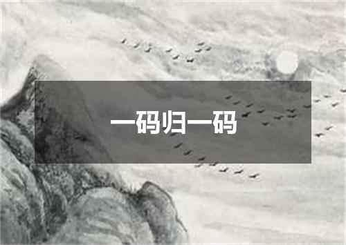 一码归一码