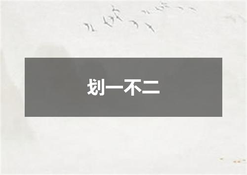 划一不二