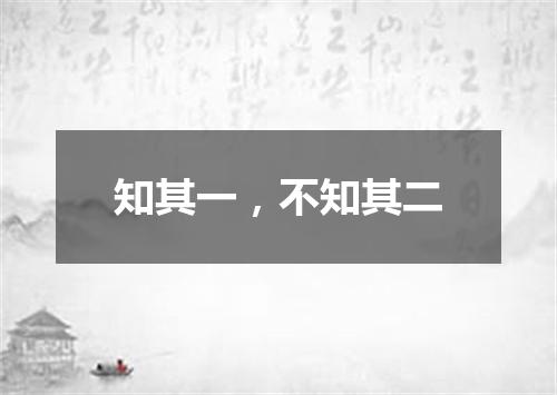知其一，不知其二