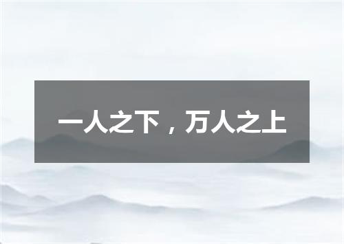 一人之下，万人之上
