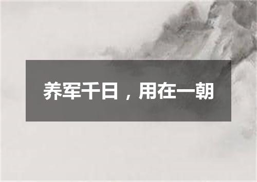 养军千日，用在一朝