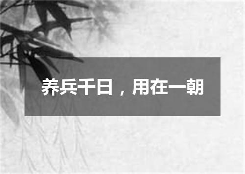 养兵千日，用在一朝