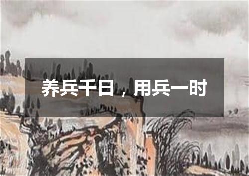 养兵千日，用兵一时