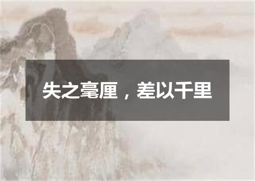 失之毫厘，差以千里