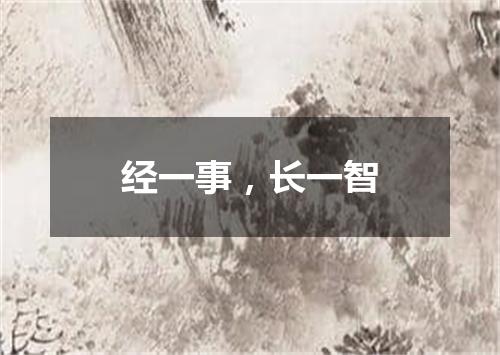 经一事，长一智