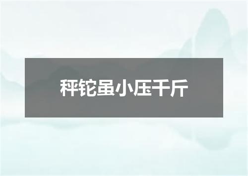 秤铊虽小压千斤