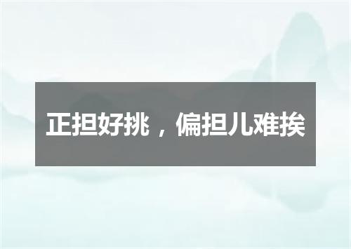 正担好挑，偏担儿难挨