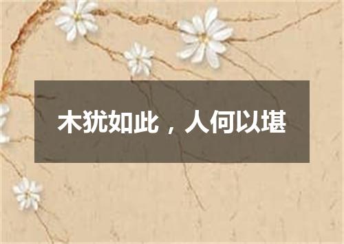 木犹如此，人何以堪