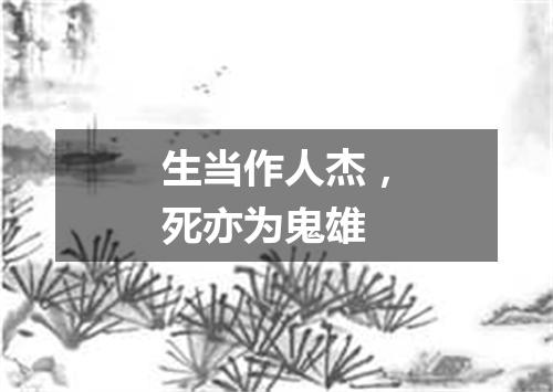 生当作人杰，死亦为鬼雄