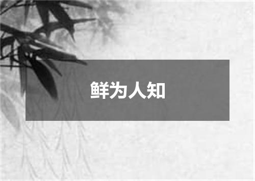 鲜为人知
