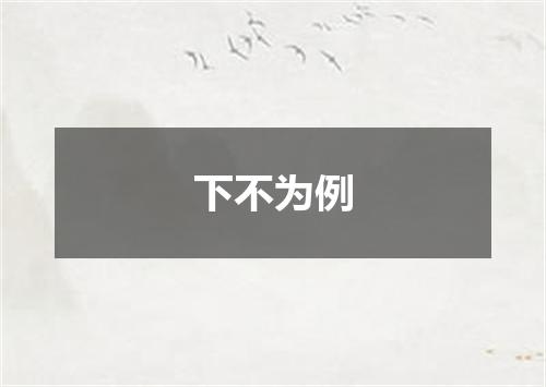 下不为例