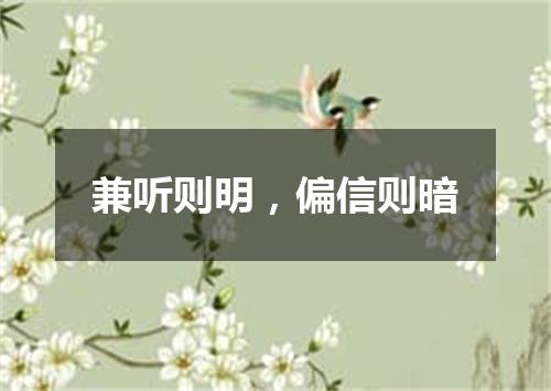 兼听则明，偏信则暗