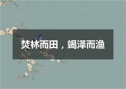 焚林而田，竭泽而渔