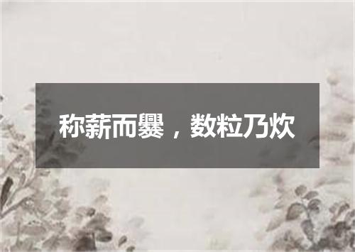 称薪而爨，数粒乃炊