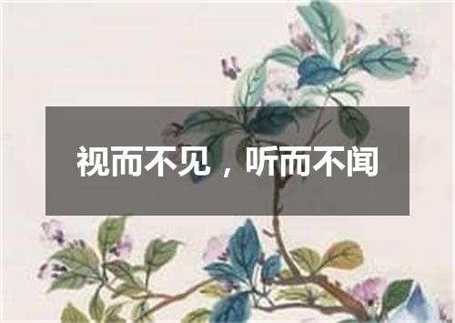 视而不见，听而不闻