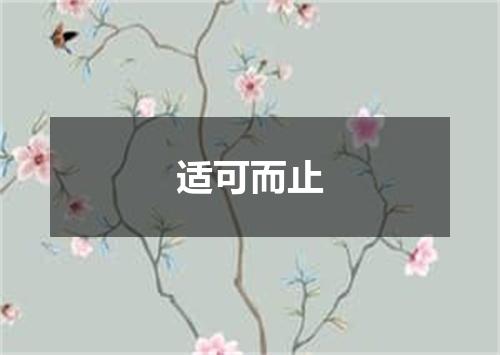 适可而止