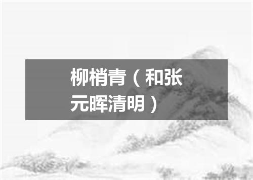 柳梢青（和张元晖清明）