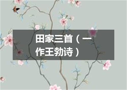 田家三首（一作王勃诗）