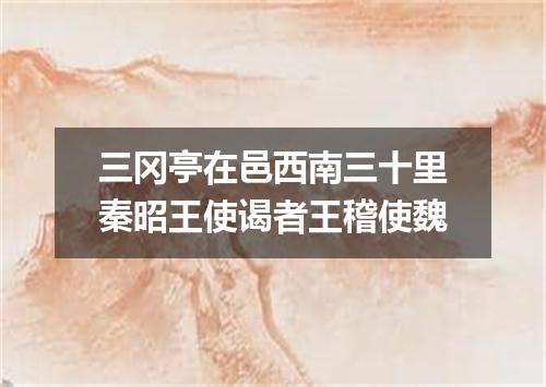 三冈亭在邑西南三十里秦昭王使谒者王稽使魏