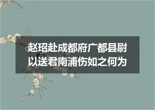 赵玿赴成都府广都县尉以送君南浦伤如之何为