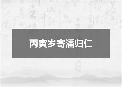 丙寅岁寄潘归仁