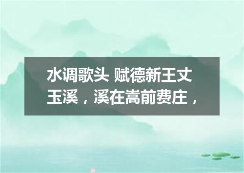 水调歌头 赋德新王丈玉溪，溪在嵩前费庄，