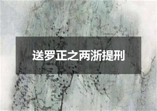送罗正之两浙提刑