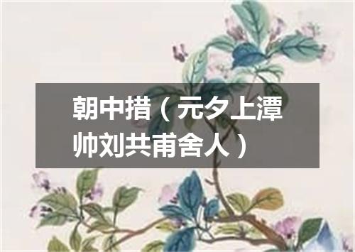 朝中措（元夕上潭帅刘共甫舍人）