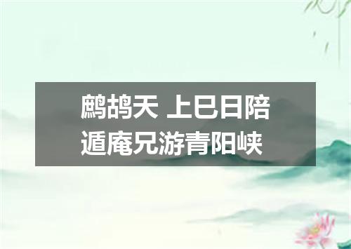 鹧鸪天 上巳日陪遁庵兄游青阳峡