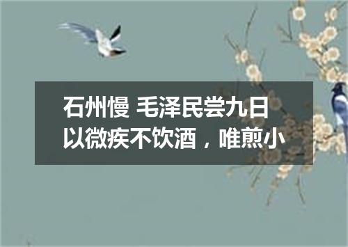 石州慢 毛泽民尝九日以微疾不饮酒，唯煎小