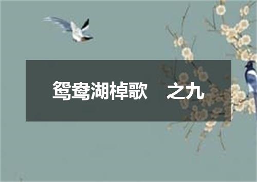 鸳鸯湖棹歌　之九