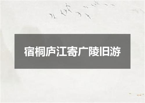 宿桐庐江寄广陵旧游