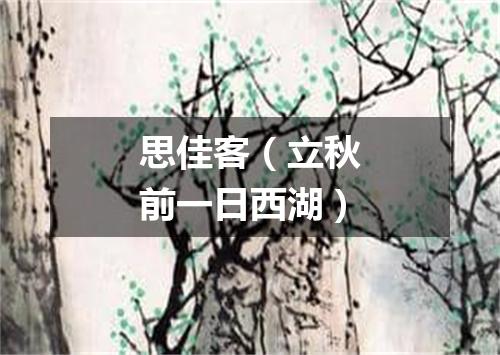 思佳客（立秋前一日西湖）