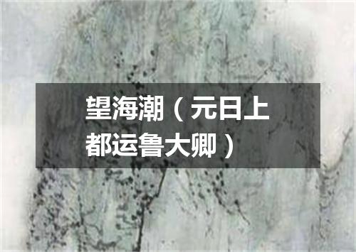 望海潮（元日上都运鲁大卿）
