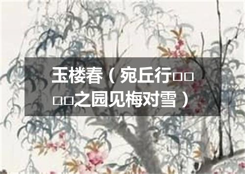 玉楼春（宛丘行□□□□之园见梅对雪）