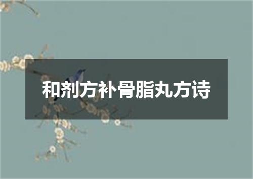 和剂方补骨脂丸方诗