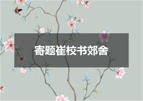 寄题崔校书郊舍