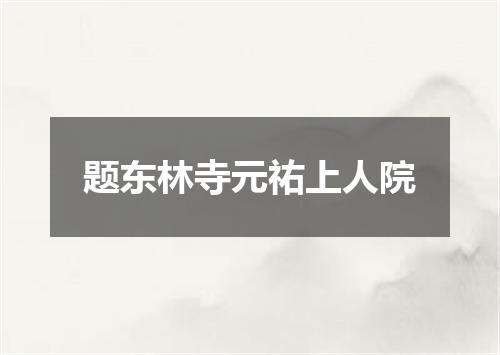 题东林寺元祐上人院