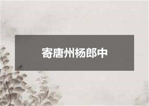 寄唐州杨郎中