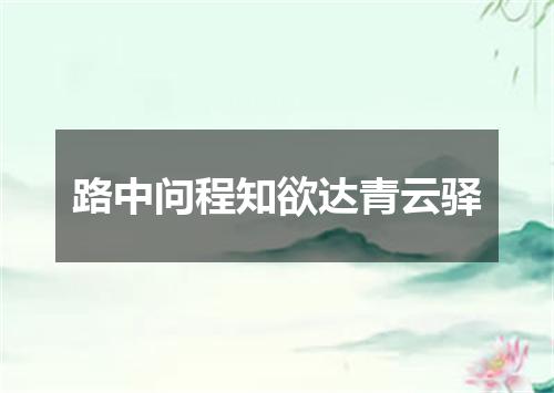 路中问程知欲达青云驿