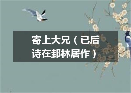 寄上大兄（已后诗在邽林居作）