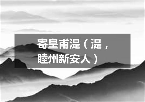 寄皇甫湜（湜，睦州新安人）