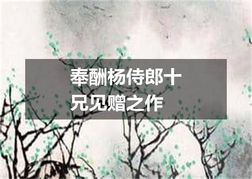 奉酬杨侍郎十兄见赠之作