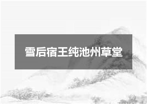雪后宿王纯池州草堂