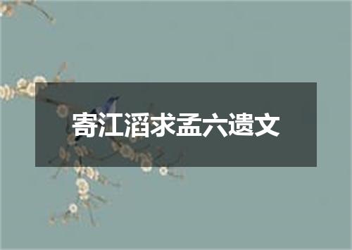 寄江滔求孟六遗文