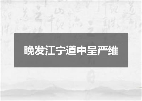 晚发江宁道中呈严维