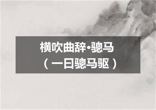 横吹曲辞·骢马（一曰骢马驱）